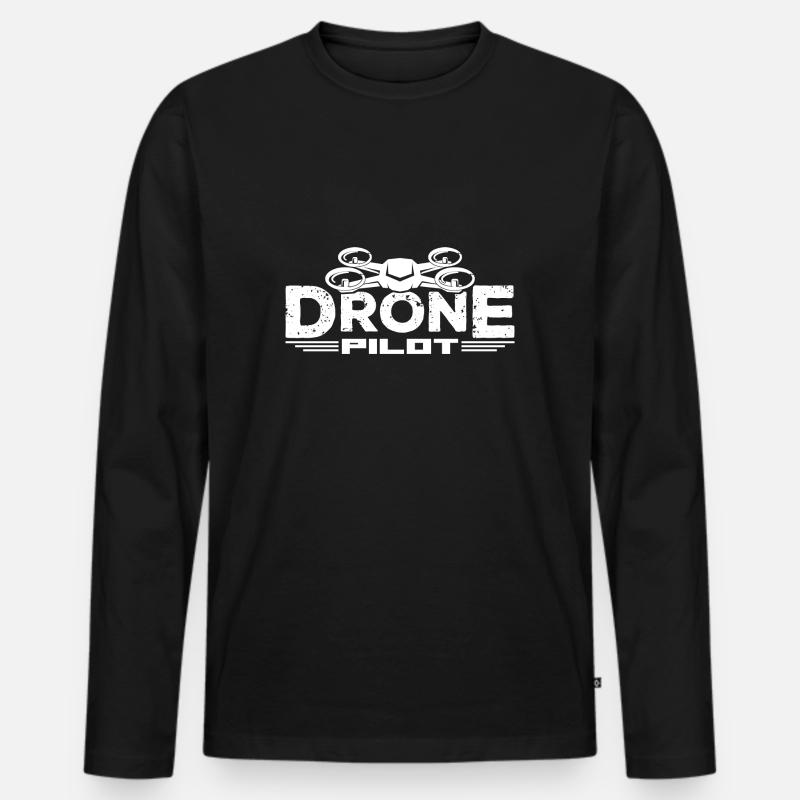Drone Pilot - Männer Premium Bio Langarmshirt - Schwarz