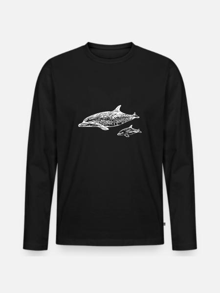 Dolphins Swimming - Baby Dolphin Design - Men's Premium Organic Long Sleeve Shirt - black