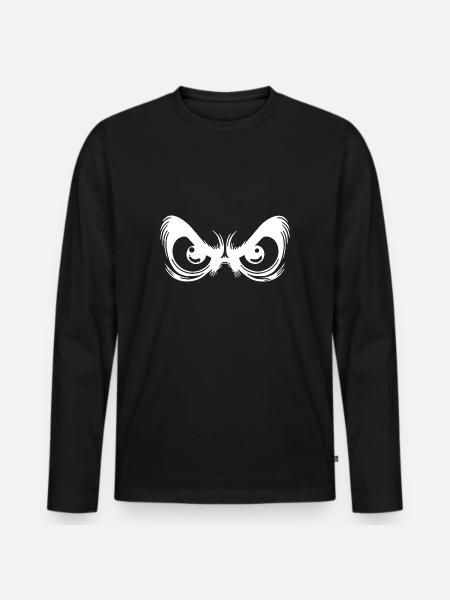 Angry eyes with fixed gaze - Men's Premium Organic Long Sleeve Shirt - black