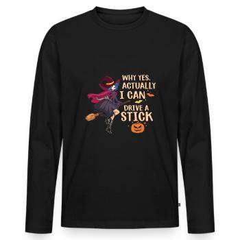 Pourquoi puis-je conduire un bâton - T-shirt manches longues Premium bio Homme - noir - Devant - Nico (187cm)
