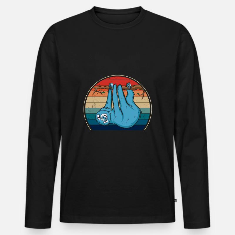 Faultier - Männer Premium Bio Langarmshirt - Schwarz