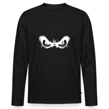 Grimmige Augen mit starrem Blick - Männer Premium Bio Langarmshirt - Schwarz - Vorne - Nico (187cm)