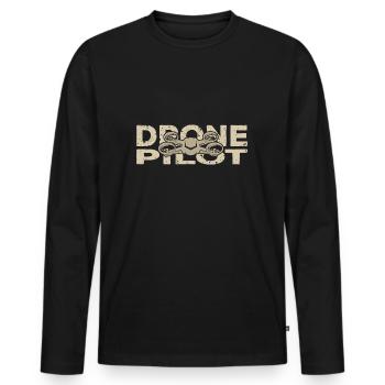 Drone Drone Drone Quadricoptère Anniversaire - T-shirt manches longues Premium bio Homme - noir - Devant - Nico (187cm)