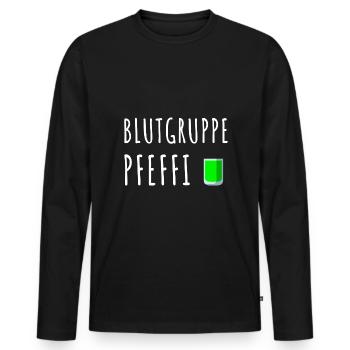 Pfefferminz Likör Pfeffi Vatertag Sauf - Männer Premium Bio Langarmshirt - Schwarz - Vorne - Nico (187cm)