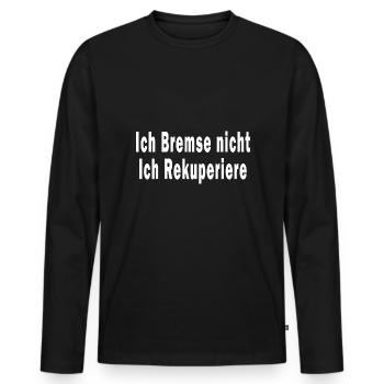 Ich Bremse nicht ich Rekuperiere - Männer Premium Bio Langarmshirt - Schwarz - Vorne - Nico (187cm)