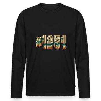 71 Anniversaire né en 1951 - T-shirt manches longues Premium bio Homme - noir - Devant - Nico (187cm)