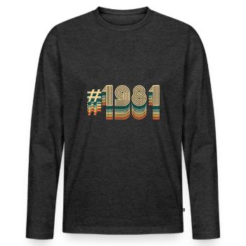 41 Birthday born 1981 - Men's Premium Organic Long Sleeve Shirt - heather anthracite - Front - Nico (187cm)