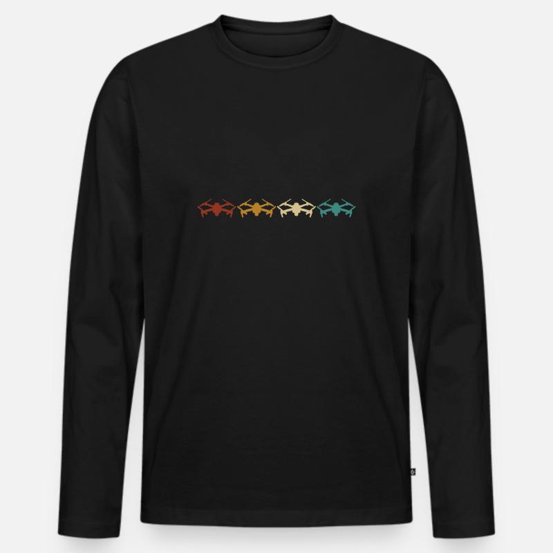 Retro Drones Drone Drones Quadcopter - Men's Premium Organic Long Sleeve Shirt - black