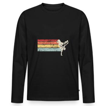 Vêtements de break dance | Hip Hop Bboying Vintage - T-shirt manches longues Premium bio Homme - noir - Devant - Nico (187cm)