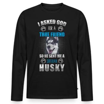 Husky dog pedigree dog - Men's Premium Organic Long Sleeve Shirt - black - Front - Nico (187cm)