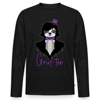 Gruf-Tee Goth Paresseux Grufti Gothique Faultier Gruftee - T-shirt manches longues Premium bio Homme - noir - Devant - Nico (187cm)