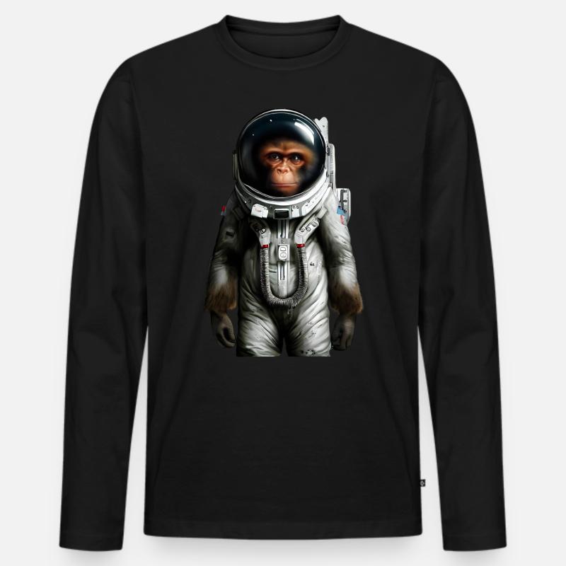 Weltraum Astronaut Affe - Männer Premium Bio Langarmshirt - Schwarz