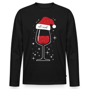 Weinglas Weihnachten Mütze - Männer Premium Bio Langarmshirt - Schwarz - Vorne - Nico (187cm)