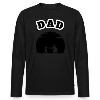 Papa Petite Fille Noir - T-shirt manches longues Premium bio Homme - noir - Devant - Nico (187cm)