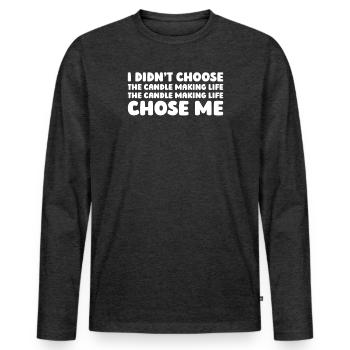 Production de bougies - T-shirt manches longues Premium bio Homme - anthracite chiné - Devant - Nico (187cm)