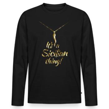 C'est une chose sicilienne - T-shirt manches longues Premium bio Homme - noir - Devant - Nico (187cm)