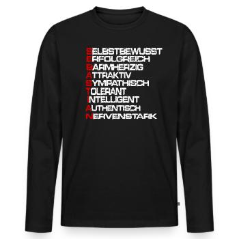 Vorname Sebastian Name Namen Geschenkidee Geschenk - Männer Premium Bio Langarmshirt - Schwarz - Vorne - Nico (187cm)