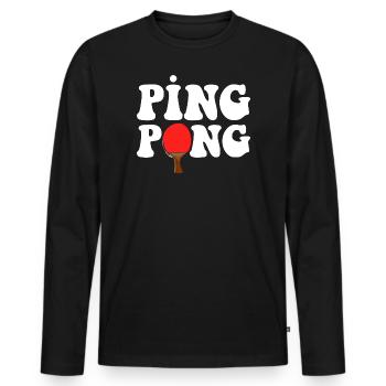 Ping Pong outfit with table tennis bat - Men's Premium Organic Long Sleeve Shirt - black - Front - Nico (187cm)