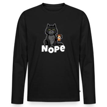 Cat Nope - Men's Premium Organic Long Sleeve Shirt - black - Front - Nico (187cm)