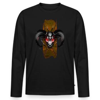 Dämonenkopf mit Hörnern und leuchtend roten Augen - Männer Premium Bio Langarmshirt - Schwarz - Vorne - Nico (187cm)