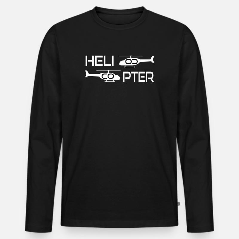 Helicopter und Hubschrauber - Männer Premium Bio Langarmshirt - Schwarz