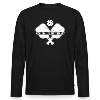 Pickleball Is My Therpy Saying for Pickleballer - Men's Premium Organic Long Sleeve Shirt - black - Front - Nico (187cm)