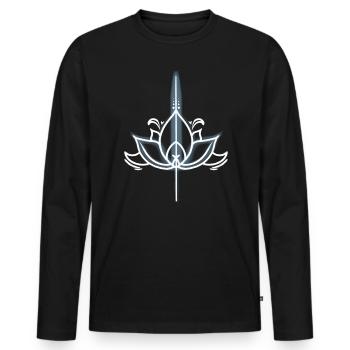 Lotus Minimalist - Men's Premium Organic Long Sleeve Shirt - black - Front - Nico (187cm)