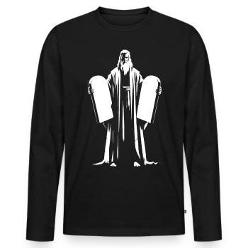 Moïse avec les 10 commandements - Bible Fan Design - T-shirt manches longues Premium bio Homme - noir - Devant - Nico (187cm)