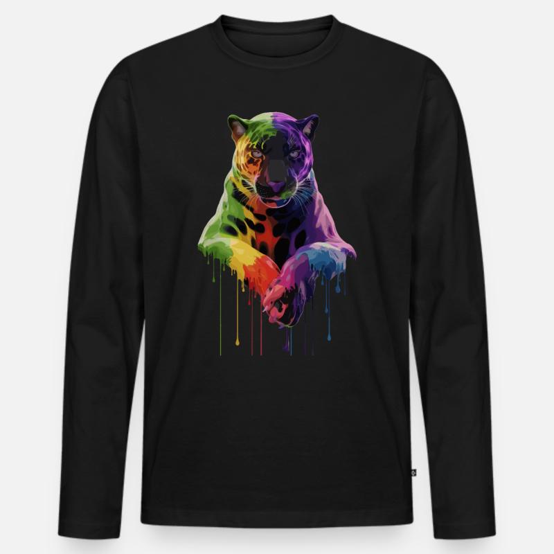 Schwarzer Panther Großkatze - Männer Premium Bio Langarmshirt - Schwarz
