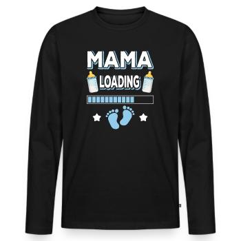 Maman Chargement Maman Mères Maman Maman Fête des mères - T-shirt manches longues Premium bio Homme - noir - Devant - Nico (187cm)