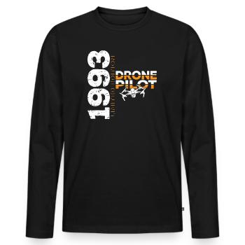 1993 Drohne Drohnen Drone Drohnenpilot Limited - Männer Premium Bio Langarmshirt - Schwarz - Vorne - Nico (187cm)