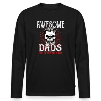 Awesome Dads have Tattoos Beards Father Tattoo Beard - Men's Premium Organic Long Sleeve Shirt - black - Front - Nico (187cm)