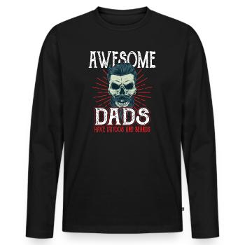 Awesome Dads have Tattoos Beards Father Tattoo Beard - Men's Premium Organic Long Sleeve Shirt - black - Front - Nico (187cm)