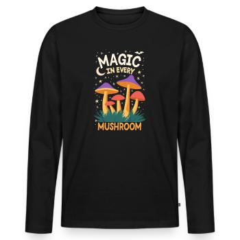Magic Mushrooms Psychodelic Art - Männer Premium Bio Langarmshirt - Schwarz - Vorne - Nico (187cm)