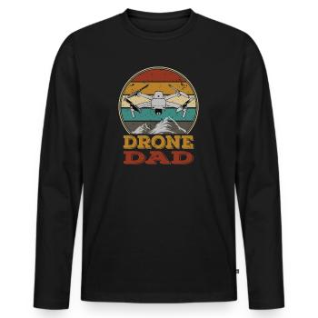 Drones Papa Copter FPV UAS Pilot Drone Dad Daddy - Men's Premium Organic Long Sleeve Shirt - black - Front - Nico (187cm)