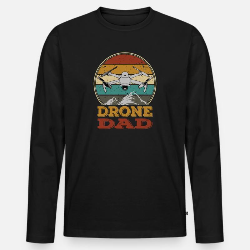 Droner Papa Copter FPV UAS Pilot Drone Far Far Daddy - Premium økologisk langærmet T-shirt til mænd - sort