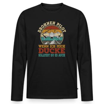 Drohnen Drohne Drone Pilot FPV Quadrocopter - Männer Premium Bio Langarmshirt - Schwarz - Vorne - Nico (187cm)