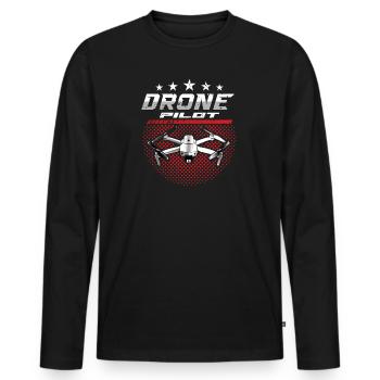 Drohnenpilot Whoop Copter FPV UAS Pilot Drone - T-shirt manches longues Premium bio Homme - noir - Devant - Nico (187cm)