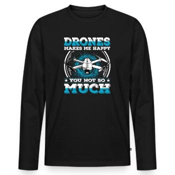 Les drones me rendent heureux Tu n’as pas tellement de drone - T-shirt manches longues Premium bio Homme - noir - Devant - Nico (187cm)