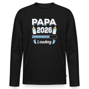 Papa 2026 Chargement Maman Papa Parents Fils Fille - T-shirt manches longues Premium bio Homme - noir - Devant - Nico (187cm)