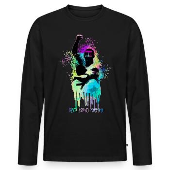 pele,fußballer,rip,brazilianer, graffiti - Männer Premium Bio Langarmshirt - Schwarz - Vorne - Nico (187cm)