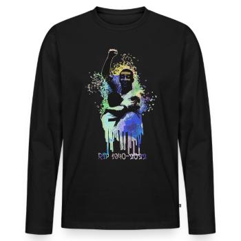 pele,fußballer,rip,brazilianer, graffiti - Männer Premium Bio Langarmshirt - Schwarz - Vorne - Nico (187cm)