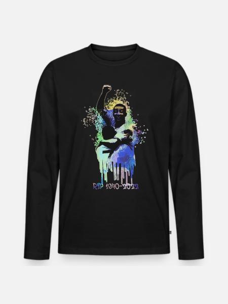 pele,fußballer,rip,brazilianer, graffiti - Männer Premium Bio Langarmshirt - Schwarz