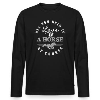 Tout ce dont vous avez besoin, c’est d’amour et d’un cheval - Western Edition - T-shirt manches longues Premium bio Homme - noir - Devant - Nico (187cm)
