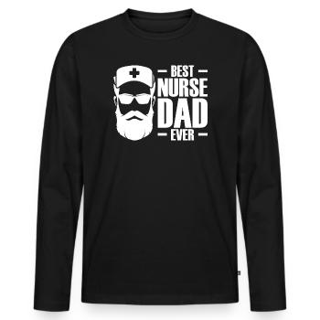 Meilleur père infirmier de tous les temps - Infirmière soignante - T-shirt manches longues Premium bio Homme - noir - Devant - Nico (187cm)