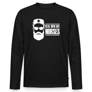 Les vrais hommes sont des infirmières - Infirmière Pfleger - T-shirt manches longues Premium bio Homme - noir - Devant - Nico (187cm)