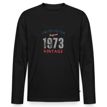 Vintage 1973 Gift Humor Anniversary 50 Years - Men's Premium Organic Long Sleeve Shirt - black - Front - Nico (187cm)