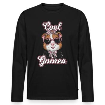 Coole Meerschweinchen mit Herz-Sonnenbrille - Männer Premium Bio Langarmshirt - Schwarz - Vorne - Nico (187cm)