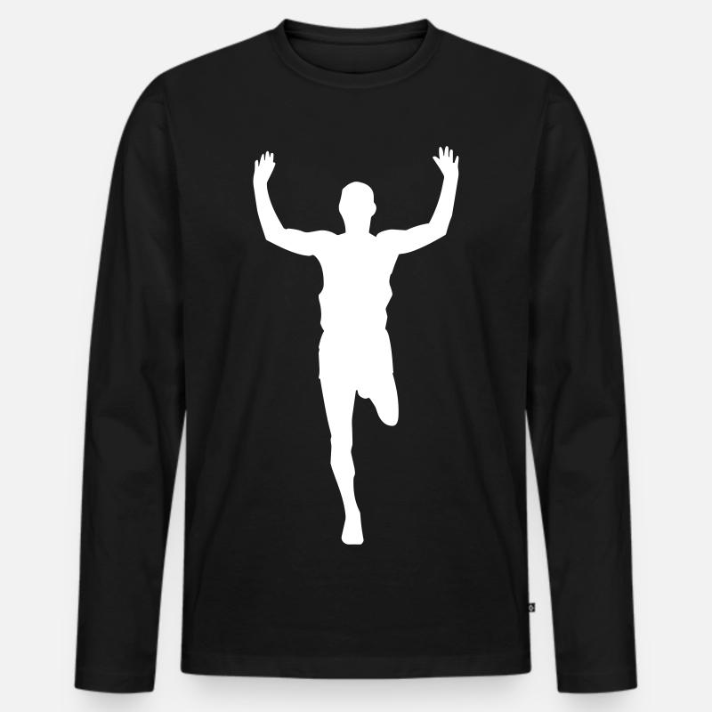 Marathon - Marathonläufer - Männer Premium Bio Langarmshirt - Schwarz