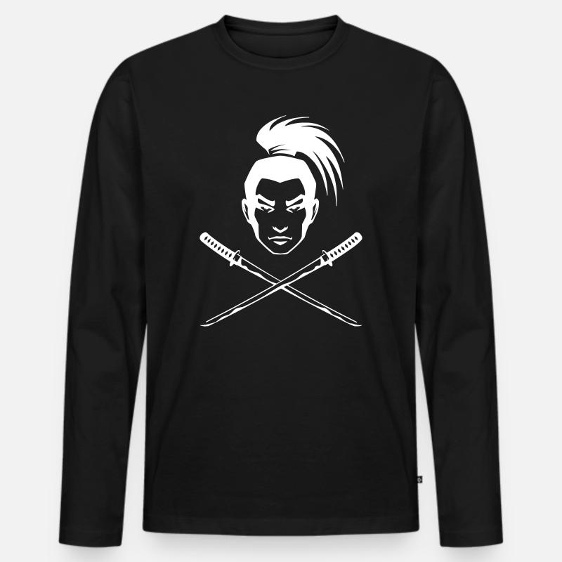 Ein japanischer Samurai - Männer Premium Bio Langarmshirt - Schwarz